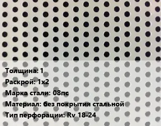 Лист перфорированный 1 1х2 Марка: 08пс без покрытия стальной Rv 18-24